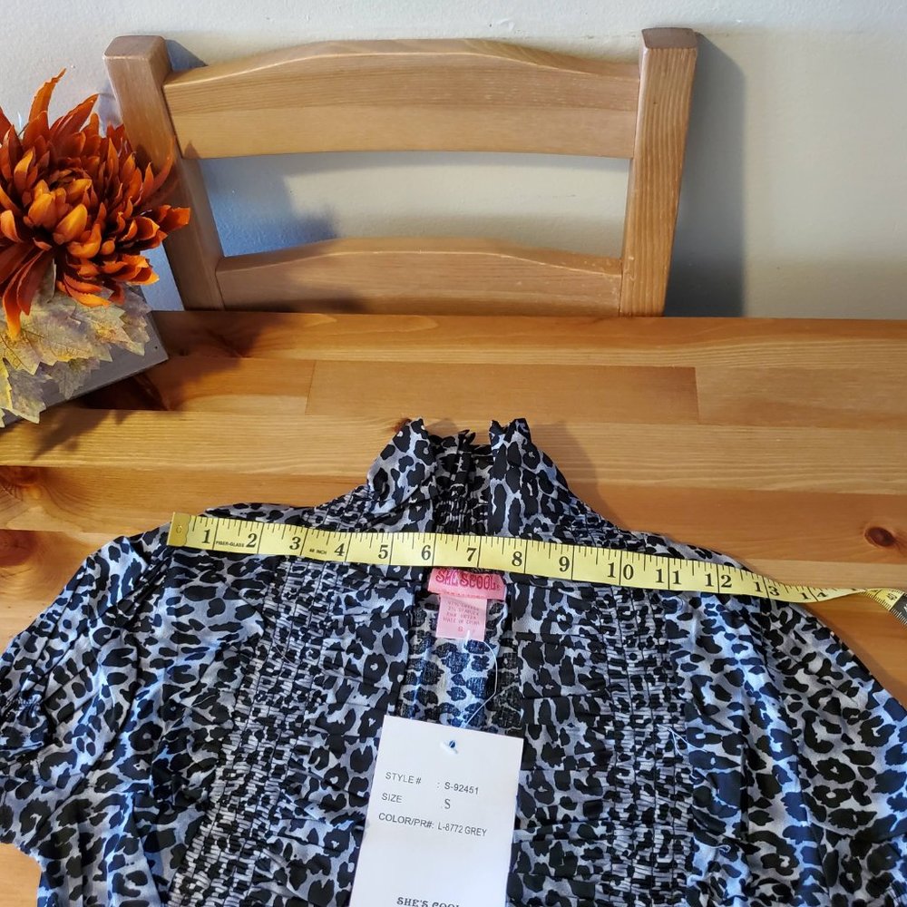 She's Cool - Women's Ruffle Short Sleeve Open Front Bolero Shrugs Leopard print - Picture 6 of 8